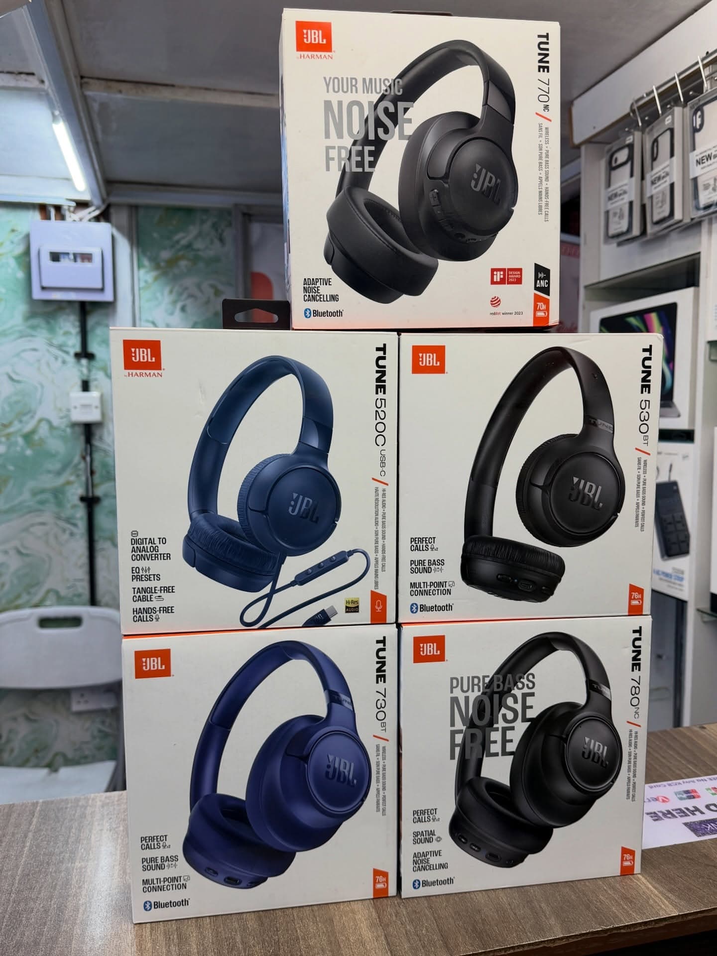 JBL Tune headphones display in store